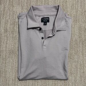 Cuts Men's Large Light Gray Always On Curve Hem Polo Shirt Performance Top